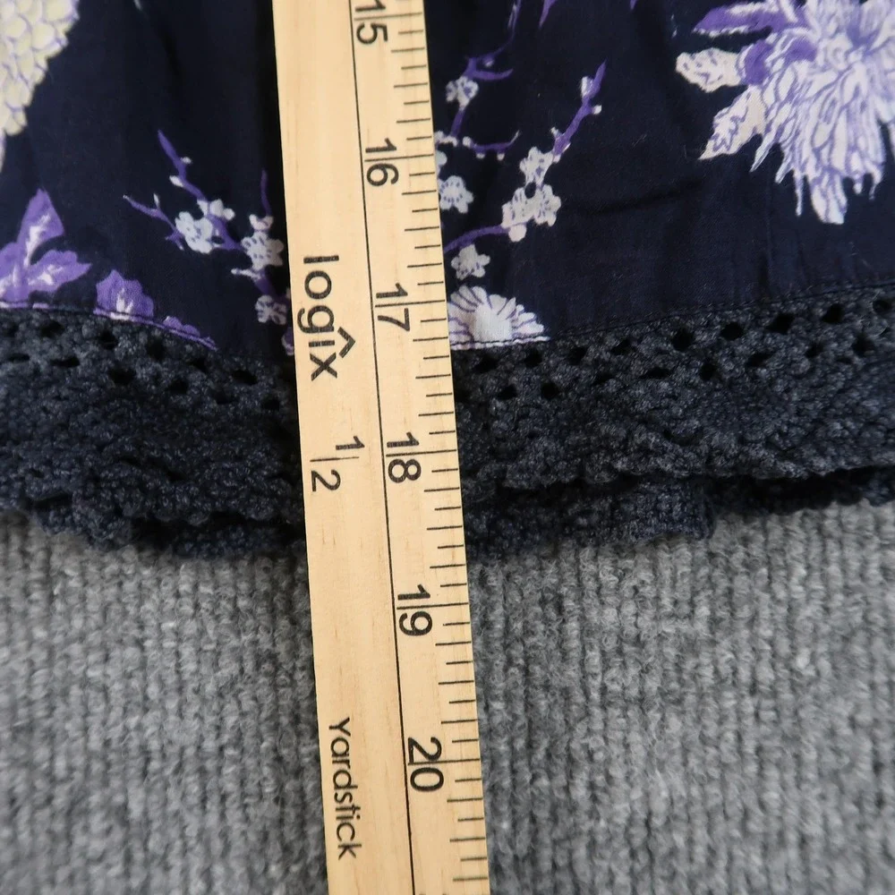 BB Dakota Top Womens XL Navy Blue Purple Floral Print Halter Cotton Summer Boho - Picture 5 of 11